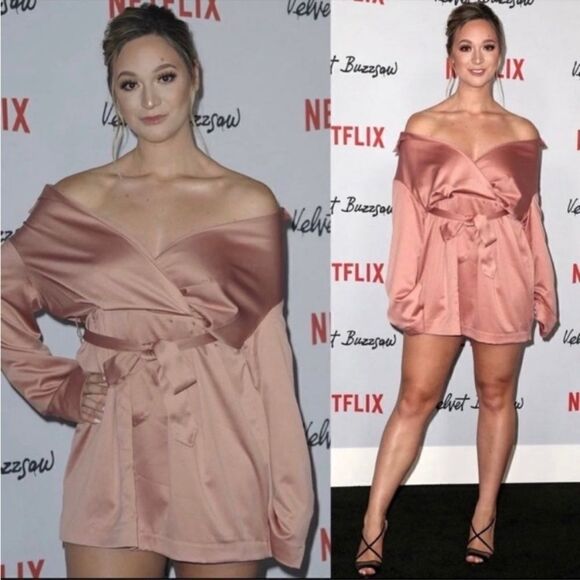 House of cb Mena Mini Pink Champagne Dress Wrap Size L - Picture 4 of 10